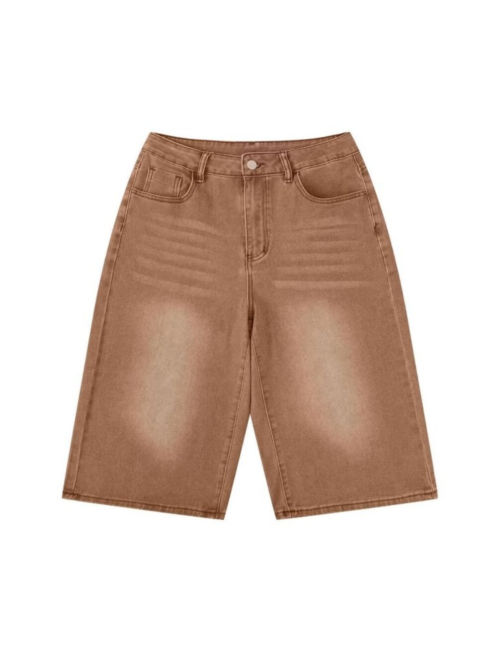 brown Women's Casual Denim Bermuda Shorts with Pockets - Picture 6 of 6